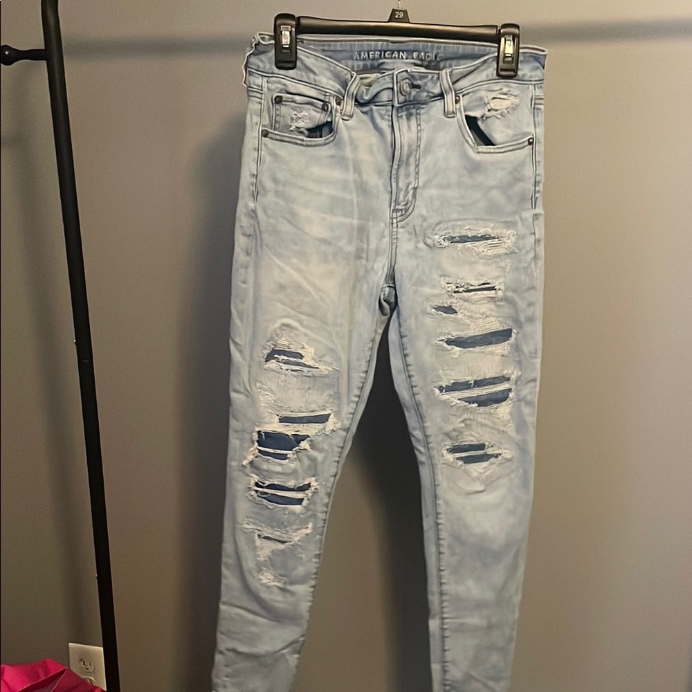 American Eagle Outfitters Light Blue Distressed Women's Jeans
